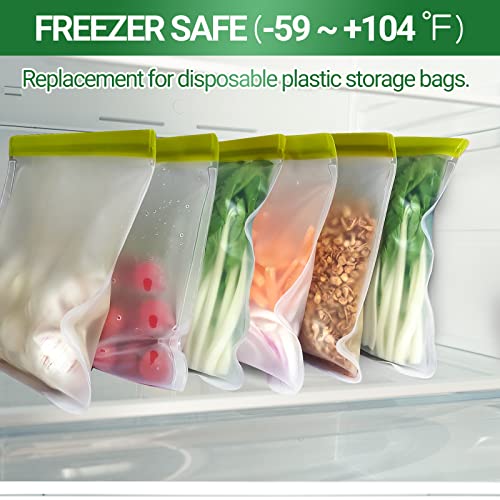 Reusable Freezer Bags - 10 Pack Leak-Proof Quart Storage Bags