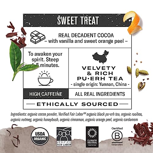 Numi Organic Chocolate Pu-erh Tea Bags - 100 Count, High Caffeine