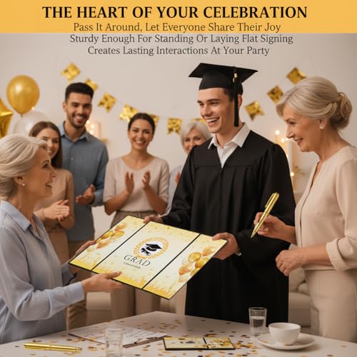 2026 Graduation Guest Book - Black & Gold Sign-In Book