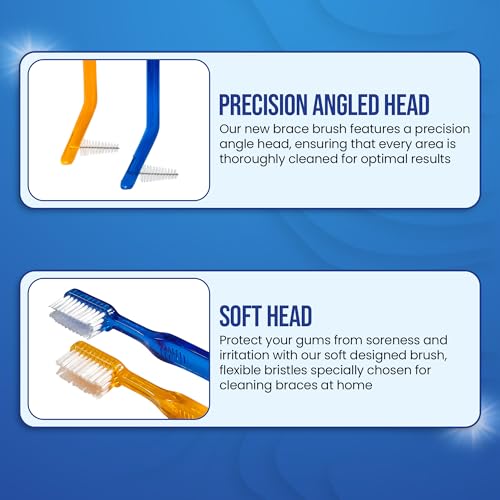 AIM Dental Supply Toothbrush for Braces, Soft V-Trimmed 2-Pack
