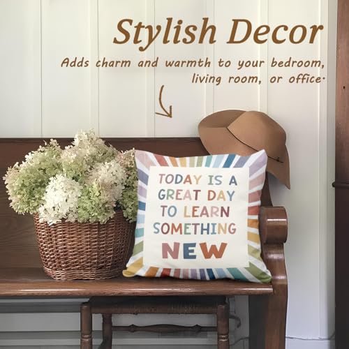Inspirational Boho Pillow Cover 18x18 for Classroom & Bedroom