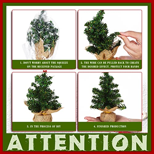 Mini Christmas Tree Set - 6 Pcs 7.87 Inch Tabletop Pine Decorations
