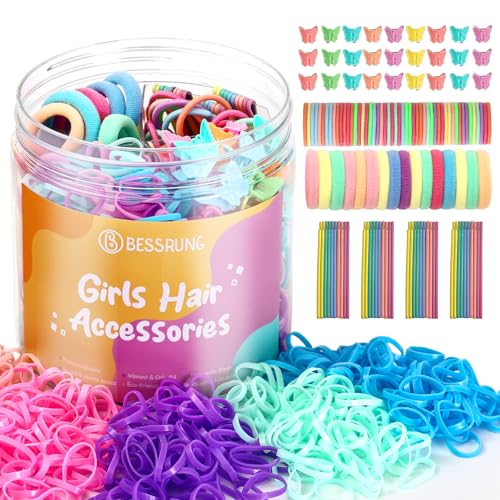 Bessrung 740 Pcs Girls Hair Accessories Set with Storage Jar