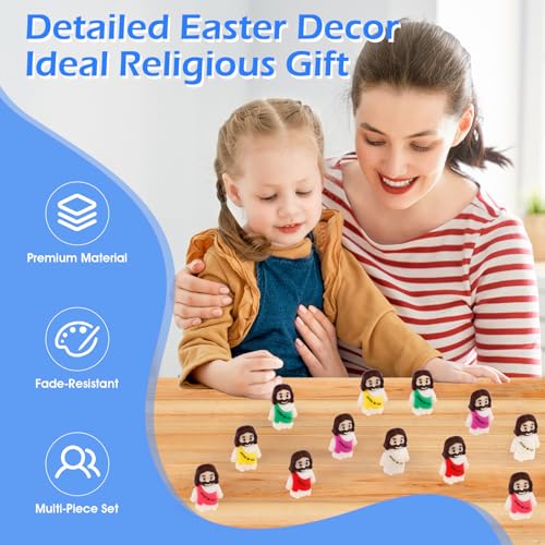 30pcs Mini Jesus Figures, Tiny Religious Figurines for Easter Eggs