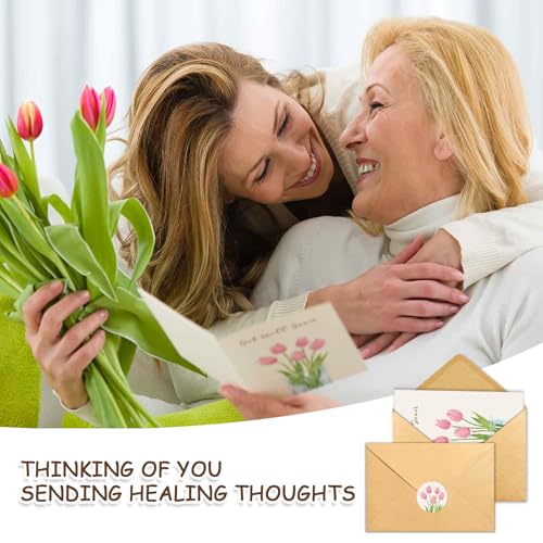 24 Pack Get Well Soon Cards with Envelopes, 4 Floral Designs, 4x6 Inch
