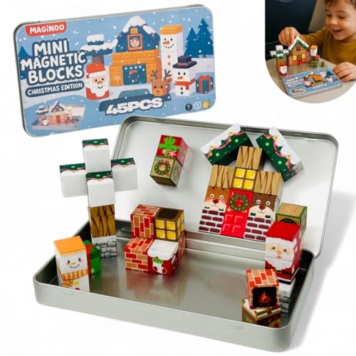 Christmas Mini Magnetic Building Blocks Travel Set - Educational Toys for Kids 3-8