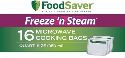 FoodSaver 1-Quart Freeze 'n Steam Microwavable Single-Cooking Bags, 16 Count, Clear (Pack of 4)