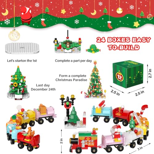 Christmas Tree Building Blocks Advent Calendar 2026 with Over 1600 Pieces - Kids & Adults