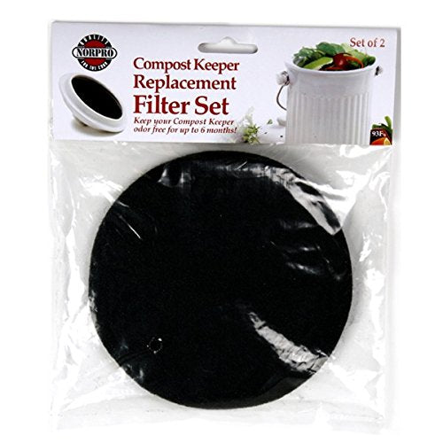 Norpro 93F Replacement Charcoal Filters for Ceramic Compost Keeper, 2-Pack