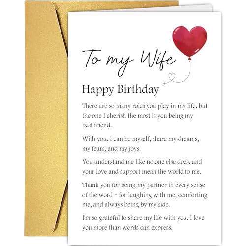 Sweet Wife Birthday Card with Poem - Perfect Gift from Husband