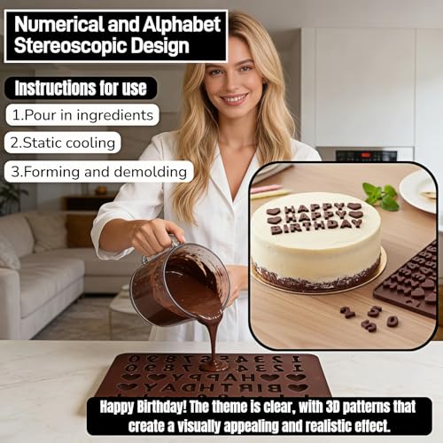 Silicone Letter & Number Molds - 2-Pack Food-Grade Baking Molds