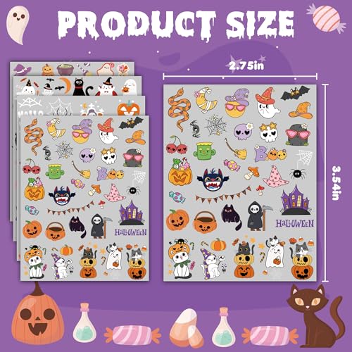 Halloween Nail Art Stickers - 165 PCS Pumpkin & Ghost Designs