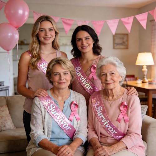 Vuzvuv Pink Cancer Survivor Sash for Breast Cancer Awareness