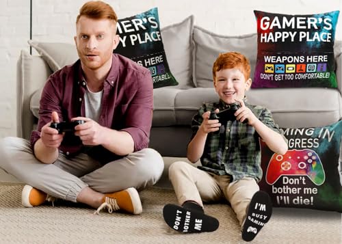 Gamer Pillow Cover & Socks Set - Fun Gifts for Teens and Men
