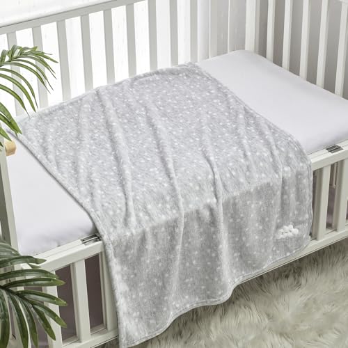 CREVENT 2-Piece Cloud Baby Blankets Set - 30''x40'' Soft Fluffy Fleece