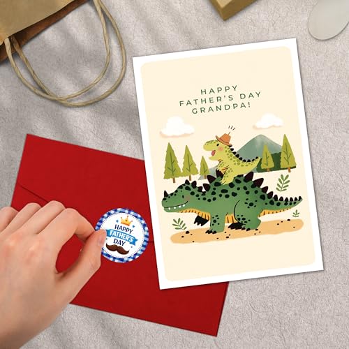 Dinosaur Grandpa Father's Day Card – Cute T-Rex Greeting Card with Envelope