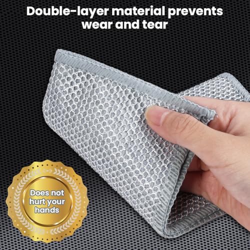 AUAUY Non-Scratch Wire Dishcloths 12-Pack, 2-Layer Mesh Cleaning Rags