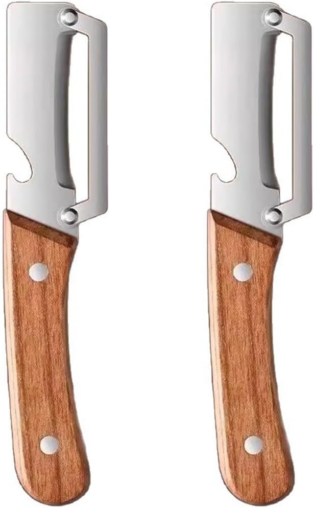 Skiennix 2-In-1 Vegetable Peeler - Multi-Functional Kitchen Tool with Bottle Opener & Wooden Handle