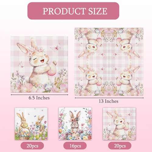60 Count Easter Napkins - Floral Disposable Table Decor for Spring Celebrations