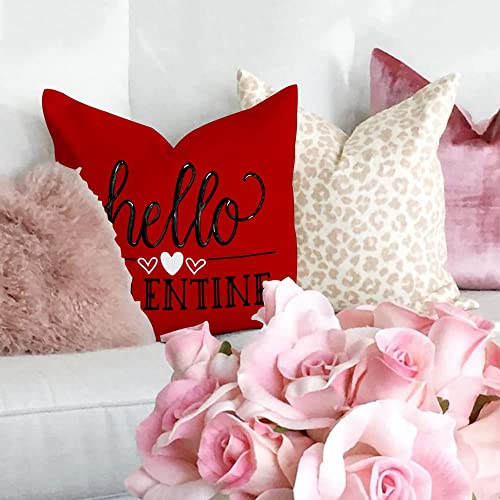 Set of 4 Buffalo Plaid Valentine Pillow Covers 18x18