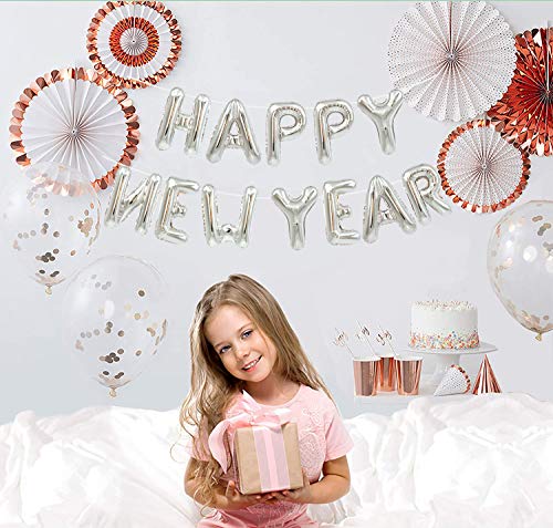 TONIFUL Happy New Year Balloons - 16 Inch Mylar Foil Banner for 2025