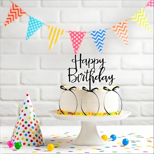 Black Bow Birthday Party Decorations Set with Banner, Garland and Topper