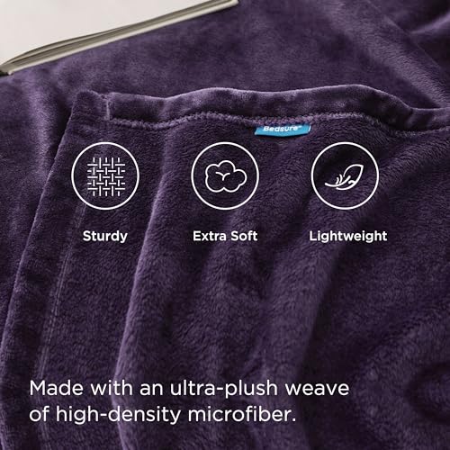 Bedsure Purple Fleece Blanket King Size - Soft Luxury Microfiber 108x90 inches