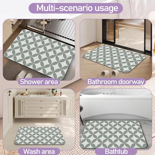 Sage Green Diatomite Bath Mat - Quick Drying & Non-Slip 17"x30"