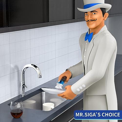 MR.SIGA Soap Dispensing Dish Brush with Scraper - 1 Pack