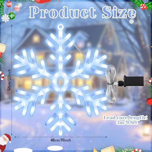 Large 23.6 Inch LED Snowflake Lighted Decorations for Outdoor Windows - Christmas Yard & Porch Decor - Variation of 4 / 23.6 x 23.6 in