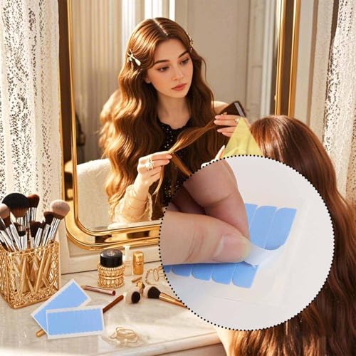 TKYPZY 60 Pcs Double Sided Hair Extension Tape Tabs - Waterproof Wig Adhesive Replacement
