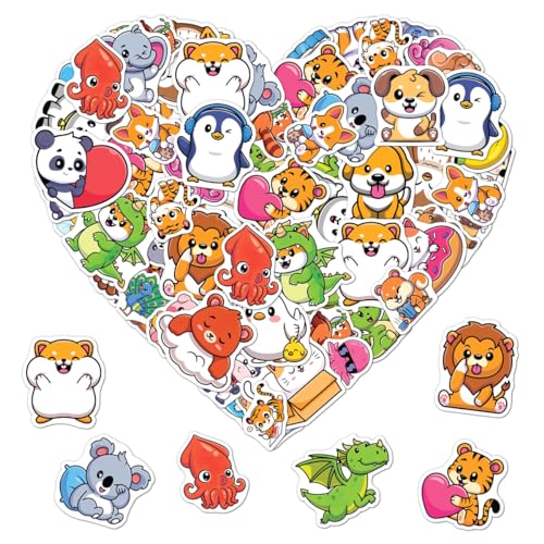50 Pcs Cute Animal Vinyl Stickers for Water Bottles & Laptops