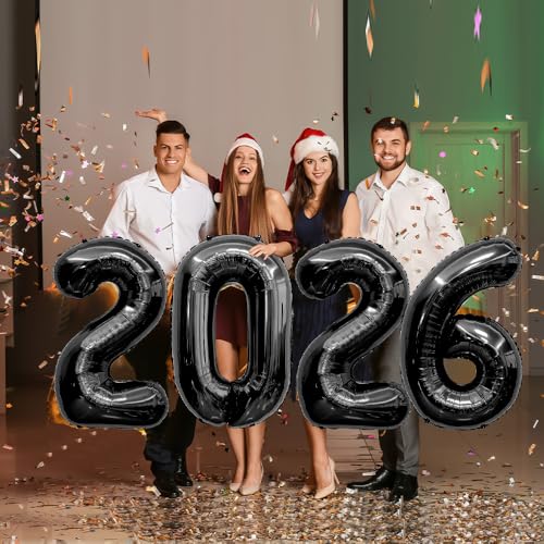40 Inch Black 2026 Balloons for New Year & Graduation Decor