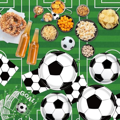 96-Piece Soccer Party Supplies Set - Disposable Tableware for 24 Guests