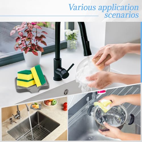 BokWin Self Draining Silica Gel Soap Dish, Grey 4.8x3.5 Inch