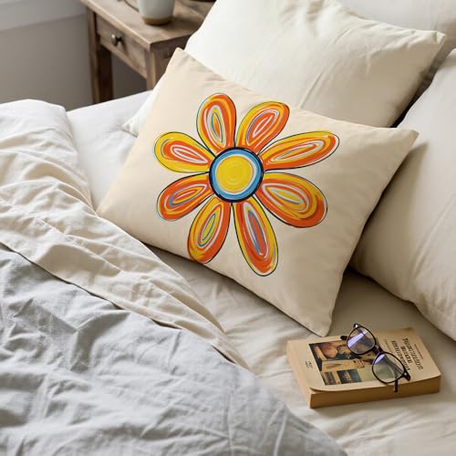 GSRONY Floral Watercolor Throw Pillow Cover 12x20 Inch Lumbar Cushion Case