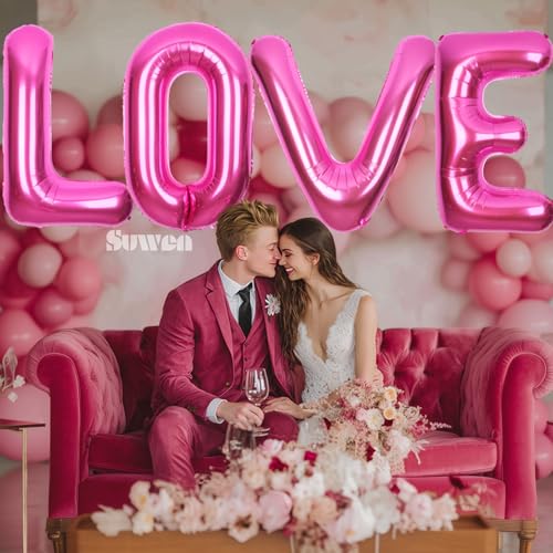 SUWEN 40 Inch Hot Pink Letter A Balloon | Jumbo Mylar Party Decor