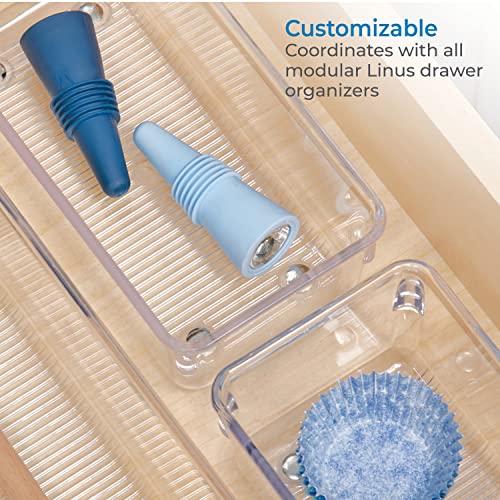 iDesign Linus Clear Drawer Organizer Bin, 8x4 Inch - Set of 2
