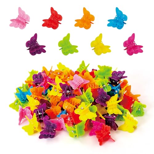 50 Pack Mini Butterfly Hair Clips Assorted Colors Plastic Claw Clips