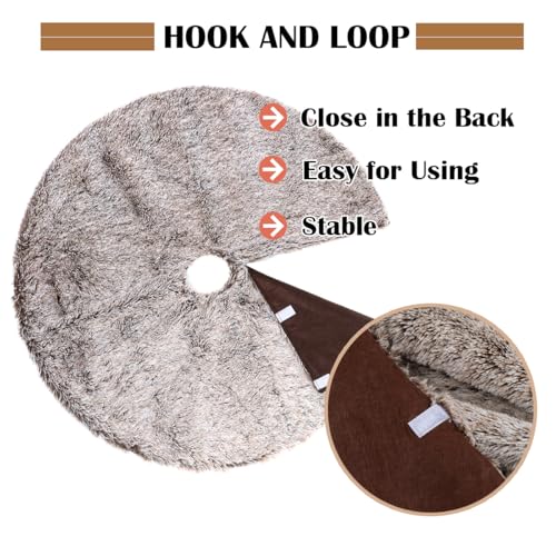 48 Inch Brown Faux Fur Christmas Tree Skirt - Plush Holiday Decor