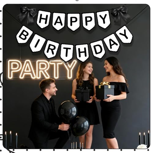 Goth Birthday Banner Set with Black Bows - Easy to Hang Decor