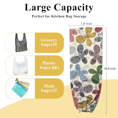 TOGETRUE Wall Mount Grocery Bag Organizer - Butterfly Pattern Storage Holder