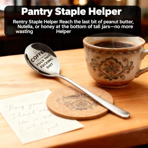 Funny Engraved Coffee Spoon - 304 Stainless Steel Long Handle