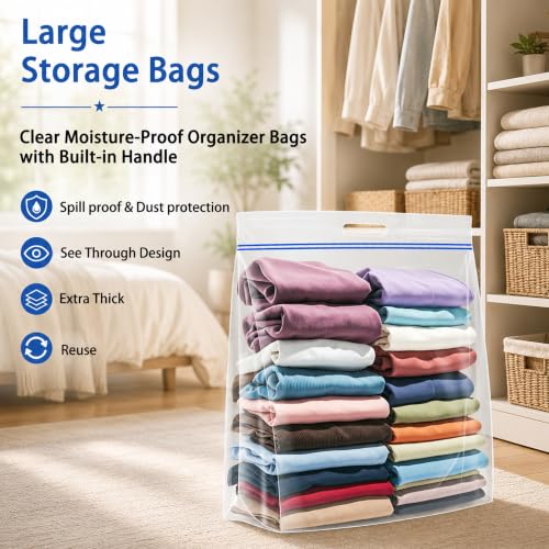 15 Gallon Extra Large Storage Bags with Handles - 5 Pack