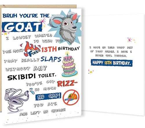 Trendy 13th Birthday Card for Teens | Gen Z Meme Design