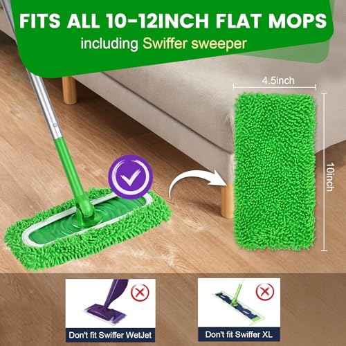 6 Pack Green Reusable Microfiber Mop Pads for Sweeper Mop