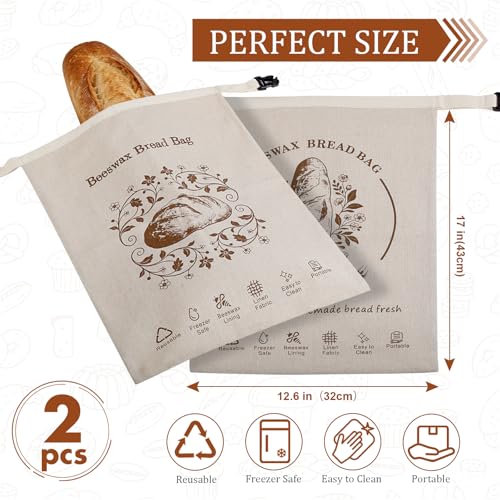 Odujzem Beeswax Bread Bags - 2 Pack XL Reusable for Sourdough