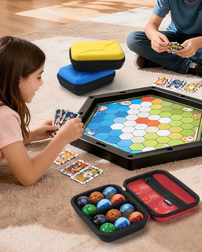 SQERO Hard Shell Storage Case for 12 Bakugan Figures - Red Toy Organizer
