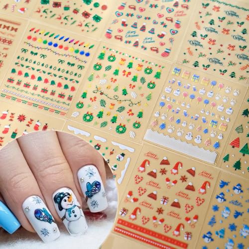 Christmas Snowflake Nail Decals - 30 Sheets 3D Self-Adhesive Winter Holiday Nail Art Stickers