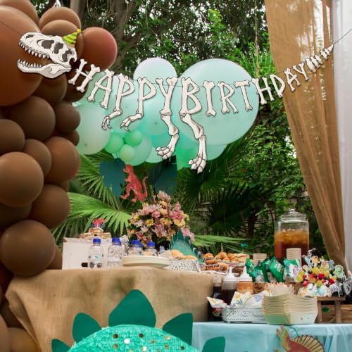 Dinosaur Birthday Banner - Fossil Design with Movable Claws